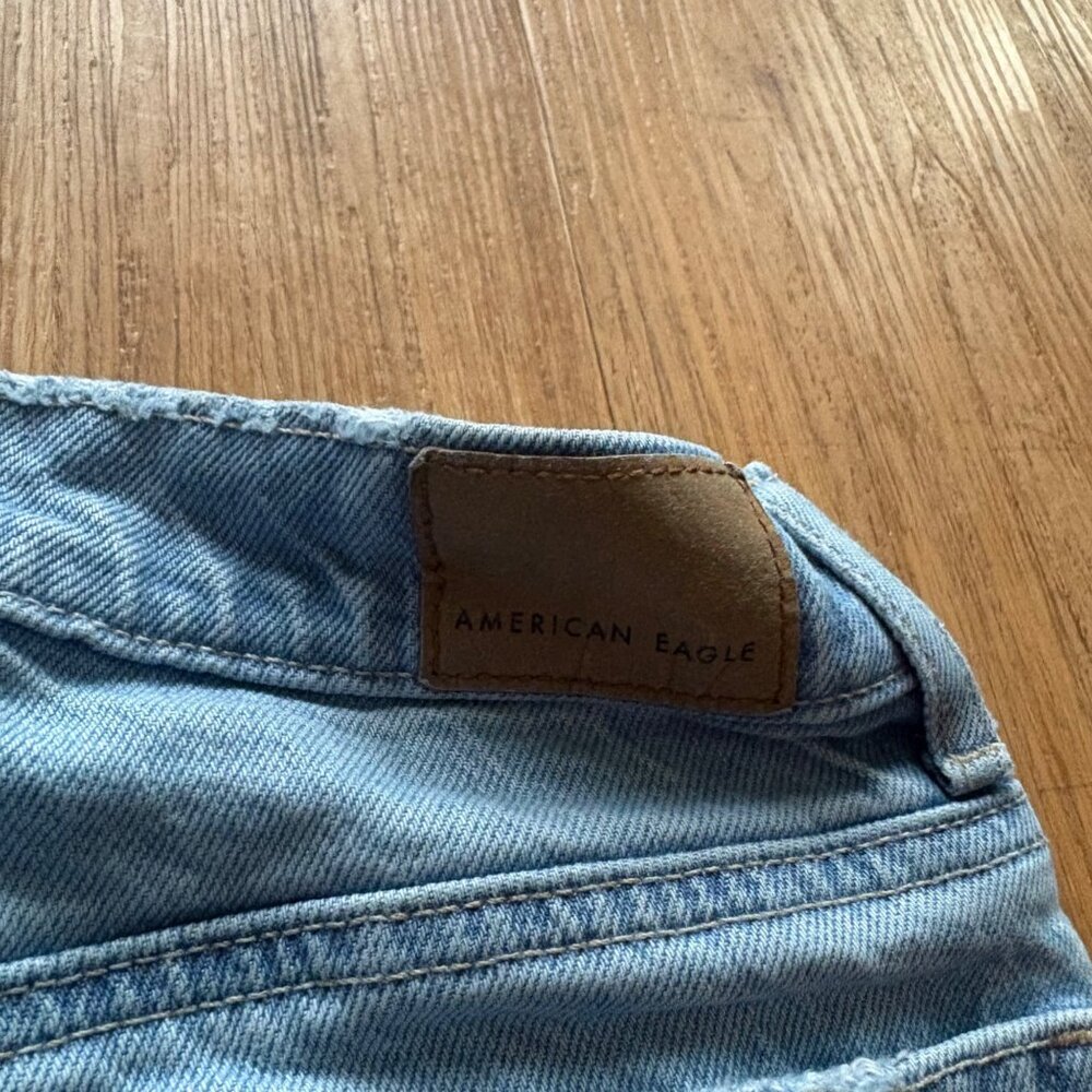 American Eagle Super High Rise Straight Leg Denim Jeans Blue Women’s Size 000 - Picture 9 of 11